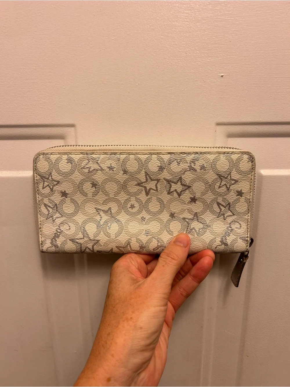 Women's Cream Coach Zip-Around Wallet